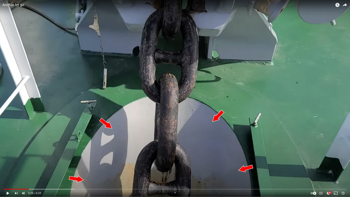 Ship anchor chain windlass let go